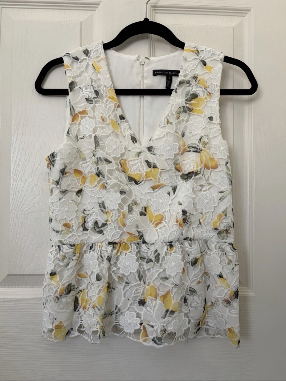 White House Black Market Lemons Lace Peplum Shell